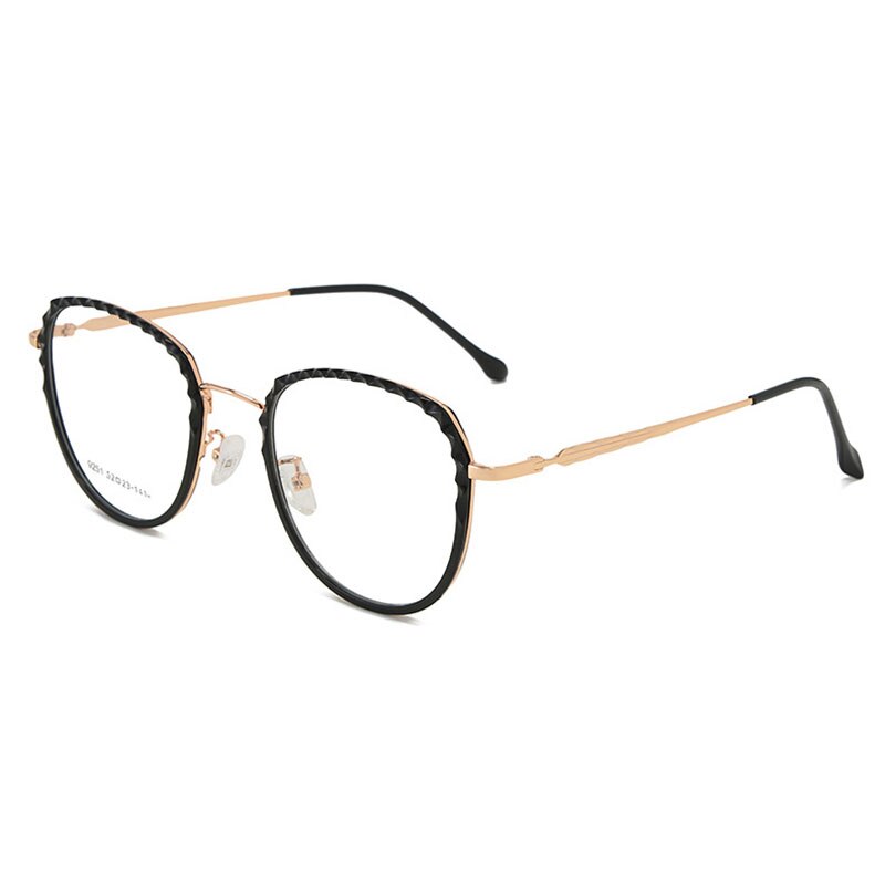Plastic Frame Glasses Unisex Full Rim Eye Glasses Optical Eyewear Shortsighted Spectacles Spring Hinges: Black Gold