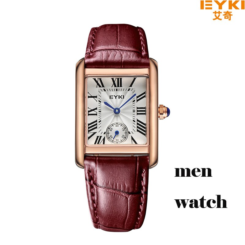 Eyki Brand Couple Tables Lovers Watch Formal Leather Strap Square Dial Waterproof Quartz Watch Women Clock Wrist Watches For Men: 5045