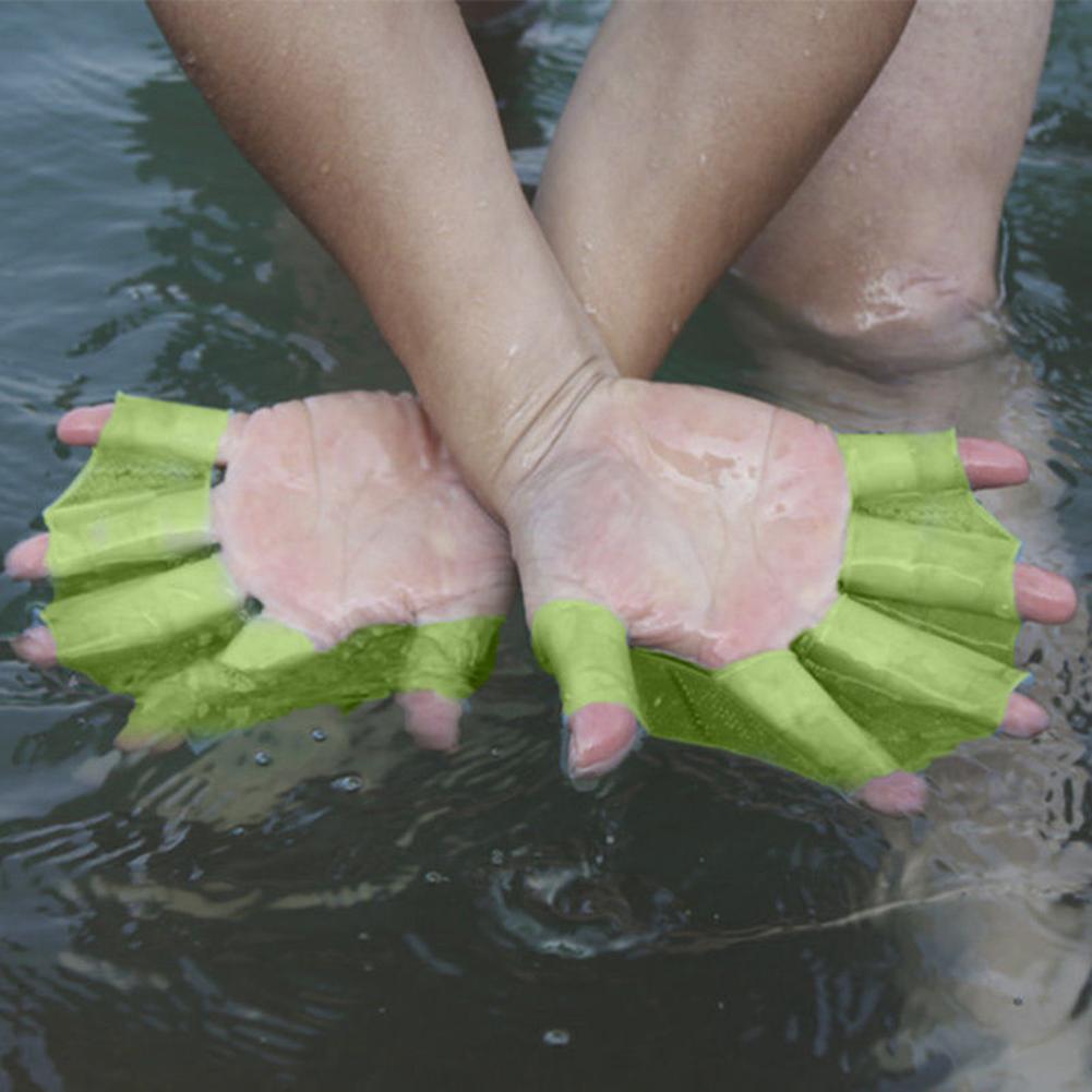 1 Paar Kinderen Volwassen Siliconen Hand Vinnen Paddle Flippers Zwemmen Zwemvliezen Handschoenen Dive Kikker Soort Palm Vinger Gordels Water Sport