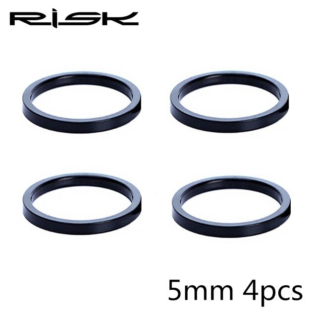 Juego de arandelas de horquilla de bicicleta, espaciadores de auriculares, anillo de elevación del manillar, ajuste de 2/3/5mm, accesorio de Ciclismo de aleación de aluminio, 1 Juego: 5mm 4pcs