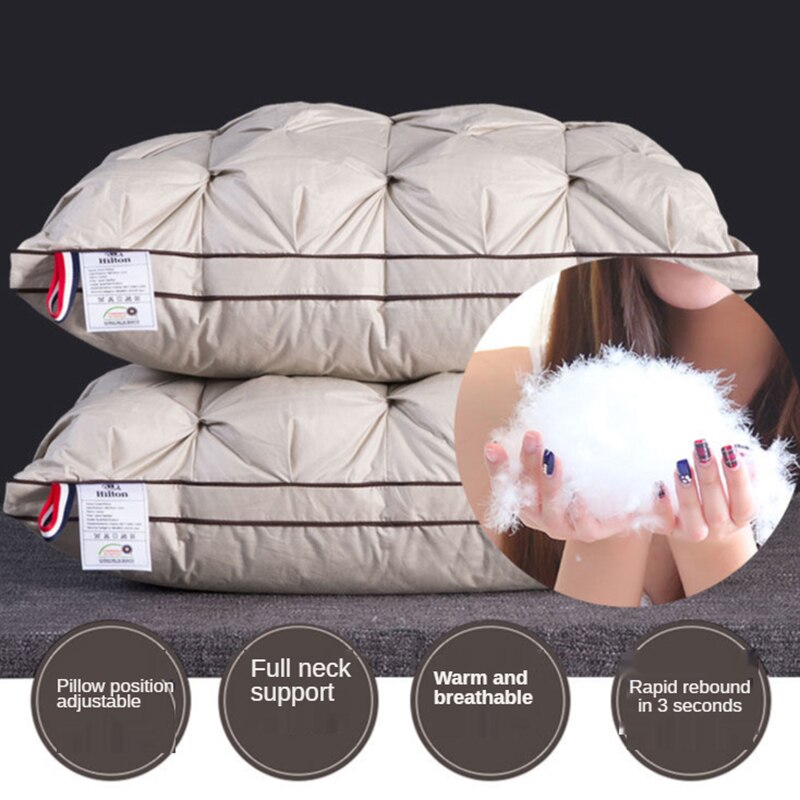 Down pillow 100% 1 PC white goose down pillow five-star hotel goose feather pillow single health pillow