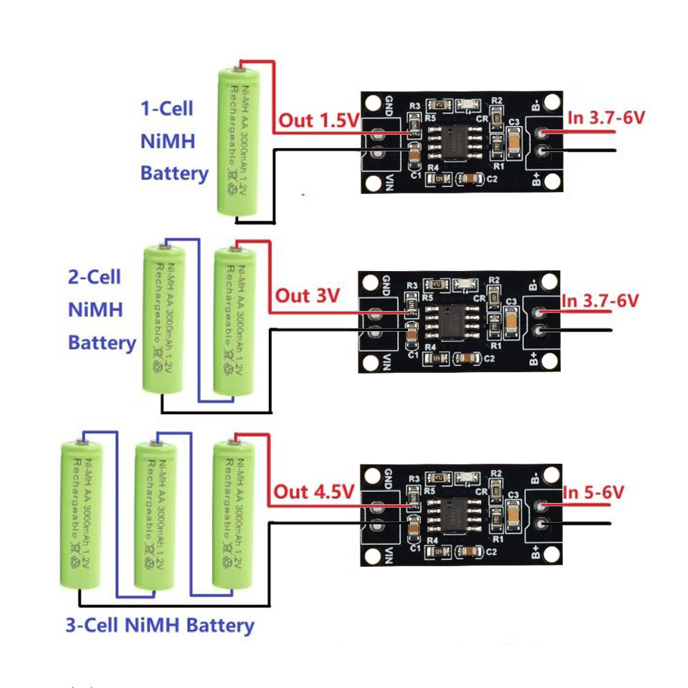 Chargeur dédié de batterie NiMH 1A 1.2V 2.4V 3.6V, 1.5V 3V 4.5V CC/CV, carte de Module de charge