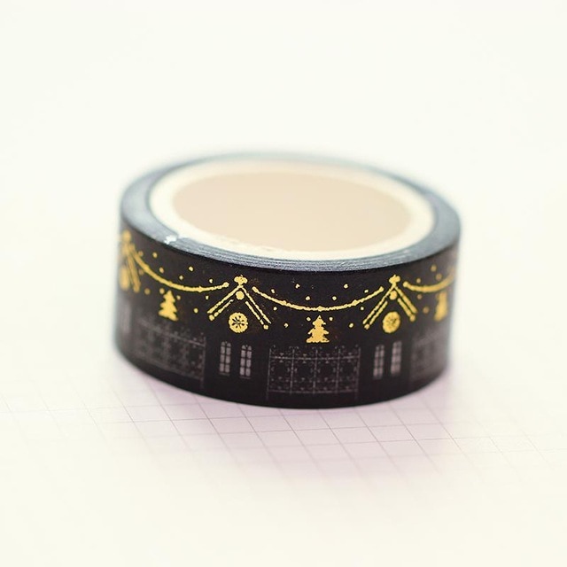 1 pc /  kpl mustia kuutähtiä washi-paperi maalarinteippejä 1.5cm x 5m tee itse scrapbooking sydäntarroja kääretarra: C