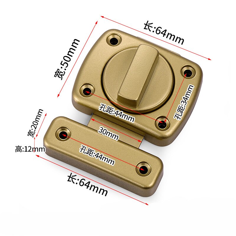 Zinc Alloy Universal Latch Lock Security Anti-theft Door Bolts Bedroom Drawer Privacy Catch Latch Furniture Hardware Tools: F3