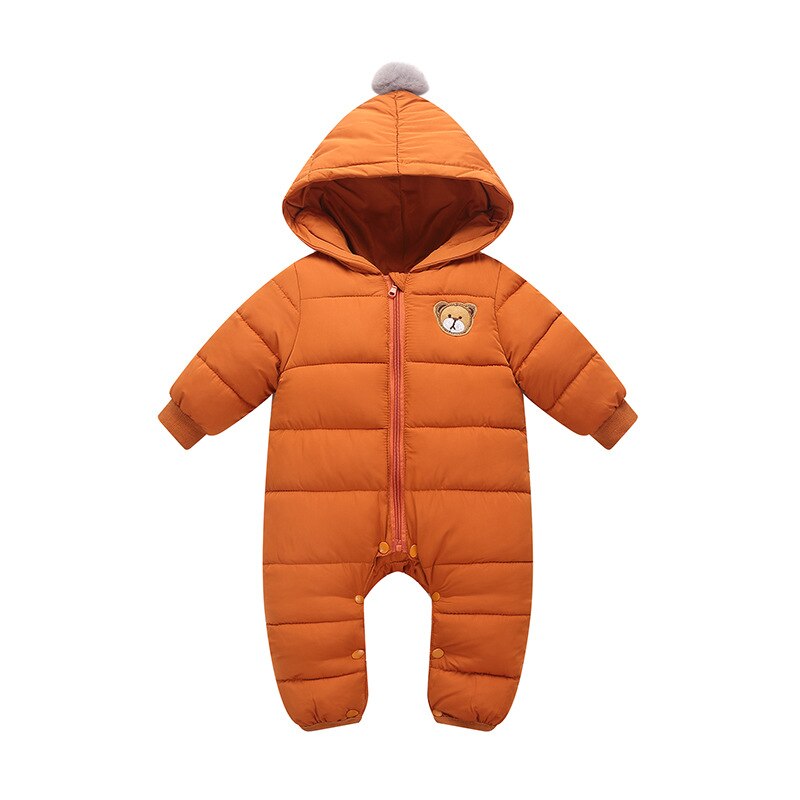 LZH Kleinkind Baby Strampler Herbst Winter Neue Baby Jungen Dicken Kapuze Baumwolle Strampler Mädchen Karikatur Langen ärmeln Strampler 6-12 monat: Orange / 6m