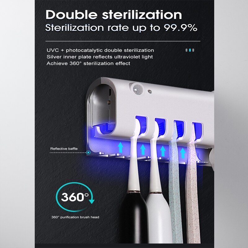 UV Toothbrush Holder On the Wall Solar Energy Doub... – Grandado
