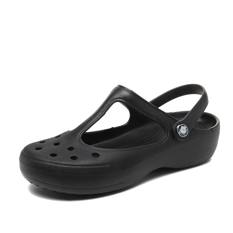 Sommer Frauen Maultiere Clogs Strand Atmungs Mary Janes Süße Hausschuhe frau Sandalen Gelee Schuhe Nette Garten Schuhe Clog Für frau: black / 8