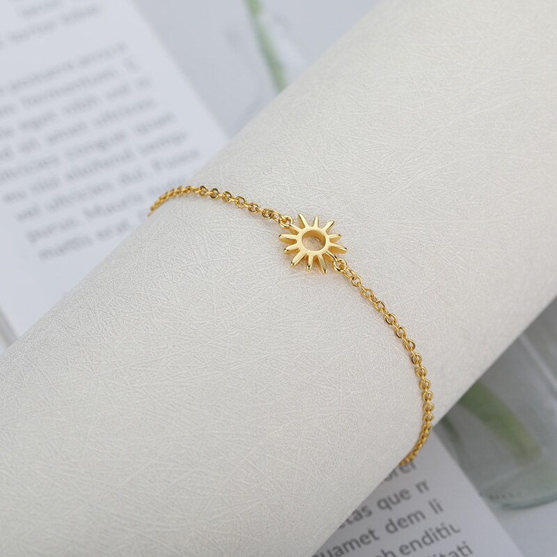 Schmuck Sonne Hohl Paar Armbänder Für Frauen Edelstahl Kette Armbinde Jahrgang Sonnenblumen Fußkettchen Boho Fuß Zubehör