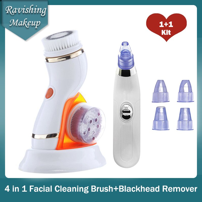 4 in1 Electric Face Cleanser Facial Washing Brush Ance Blackhead Remover Deep Cleansing USB Rechargeable Cleaning Machine