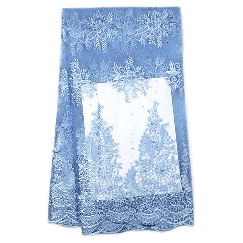 African French mesh lace fabric with African beads embroidered lace tulle Nigerian lace wedding dress
