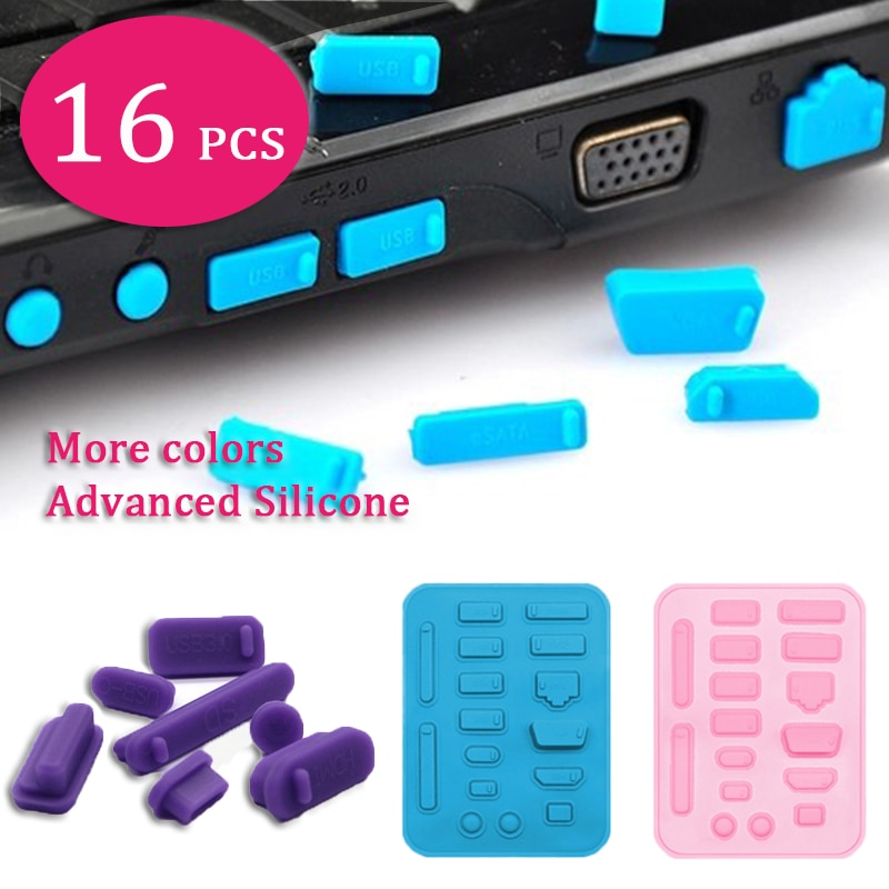 16Pcs Poort Pluggen Stof Stekkers Voor Laptops Beschermen Ultrabook Poorten Van Vuil Stof Siliconen Stofdicht Anti Dust Plug Cover stopper