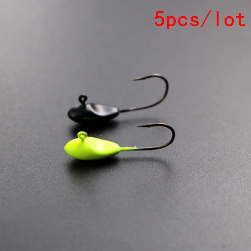 5 Pcs/Lot Mini tête de gabarit de plomb exposée 0.5g 0.7g 1.1g crochet barbelé leurre souple hameçon crochet de pêche sur glace hiver matériel de pêche