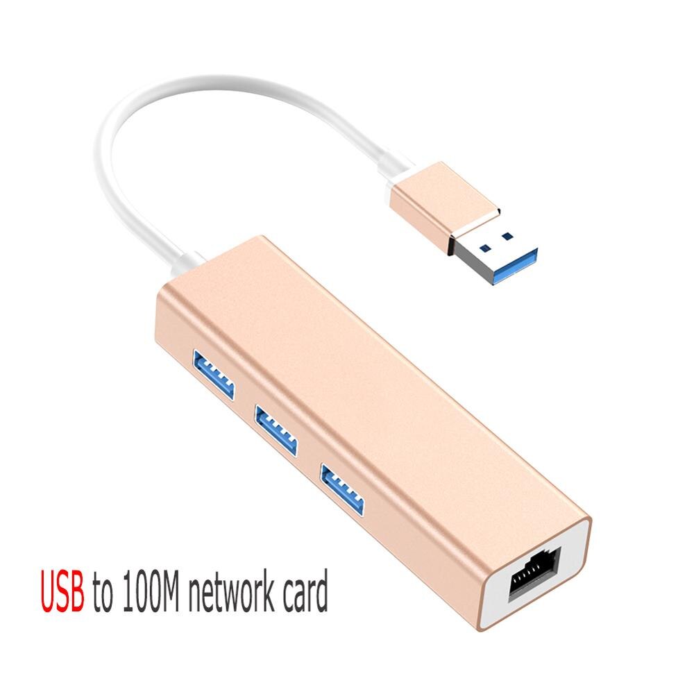 Usb-keskitin  rj45 10/100 mbps tyypin -c 3 portit ethernet-verkkokortti lan-sovitin keskitinmuunnin windows 7/8/10: lle mac os linux vista: Usb g