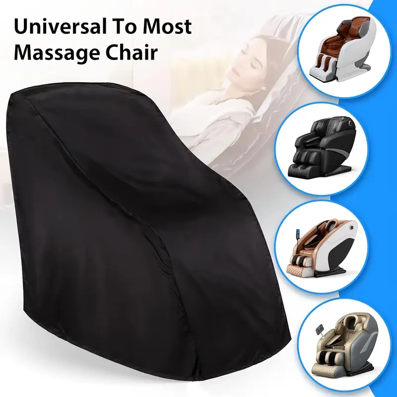 1pcs Black Polyester Massage Chair Cover, 210D Oxford Fabric, UV and Scratch Resistant with Stretch Fastener Recliner dust cover