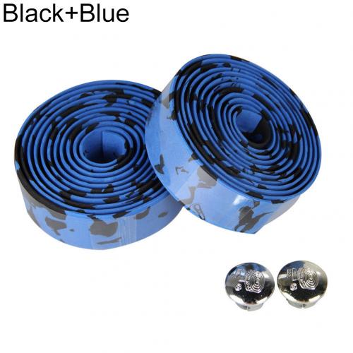 Cinta de manillar de camuflaje para Ciclismo, cinturón con asa para Ciclismo, corcho antideslizante, accesorios para Ciclismo, 2 uds.: Black Blue