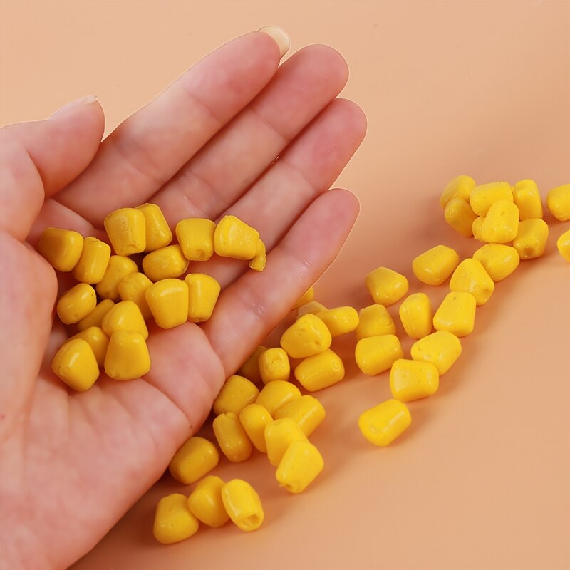 100 pièces/paquet appâts souples maïs avec odeur de maïs carpe leurres de pêche appâts flottants bionique maïs Grain pêche appât souple Silicone appât: yellow
