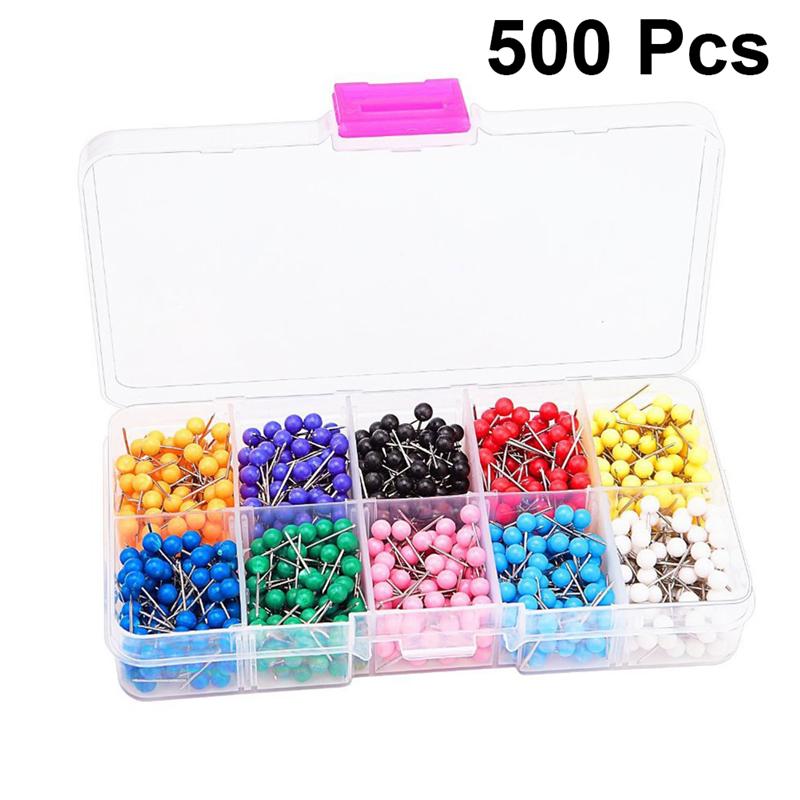 500pcs Thumbtack Plastic Ball Pins Push Pin Thumbtack For Display Board DIY Sewing Craft Pins