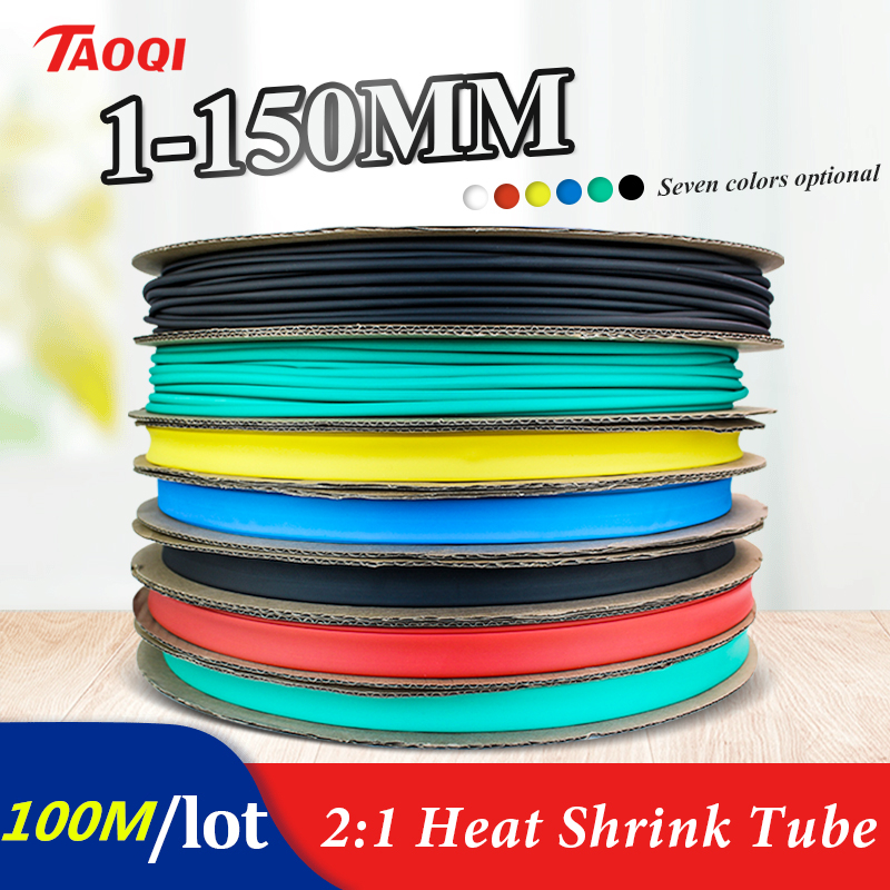 100 metros/rollo negro 5/6/8/10/12mm kit de tubo termorretráctil Cable de aislamiento