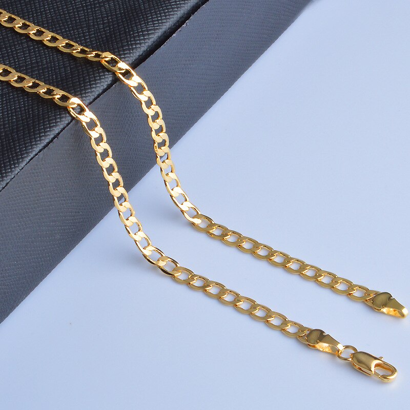 Noble 18K Gold Kettingen 20 Inch Classic 8Mm Sideways Collier Voor Mannen Jewelry Bruiloft party