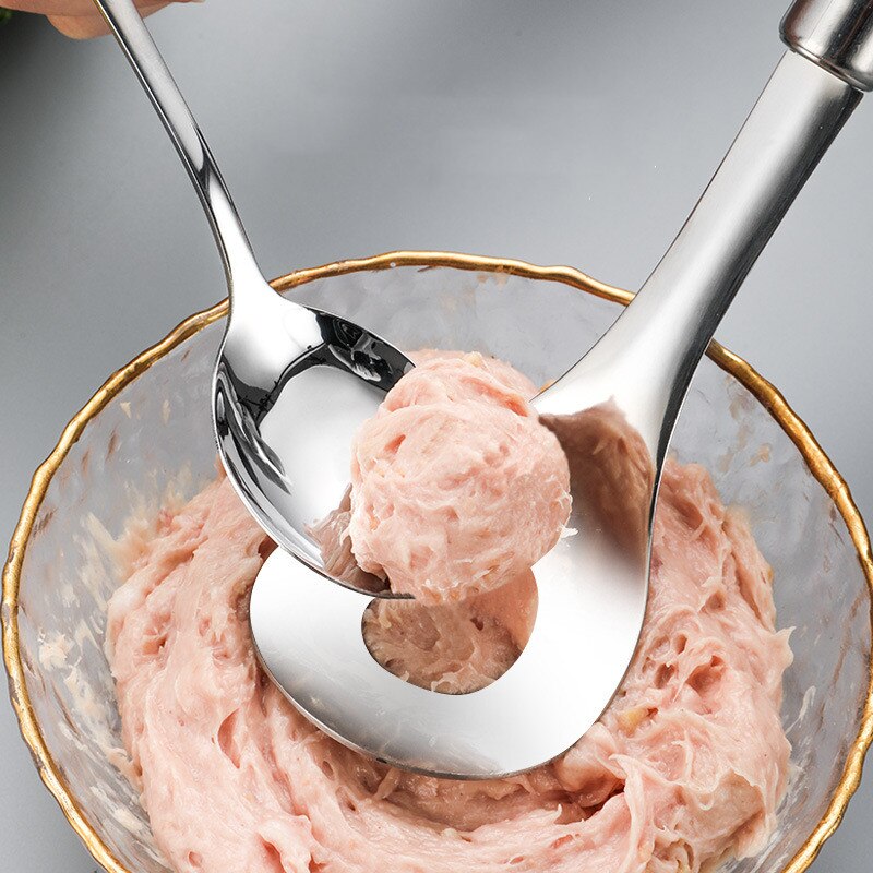 Diy Gehaktbal Maker Handleiding Druk Rijst Bal Vis Bal Lepel 304 Roestvrij Staal Huishoudelijke Creatieve Keuken Gadget Pot Gereedschap