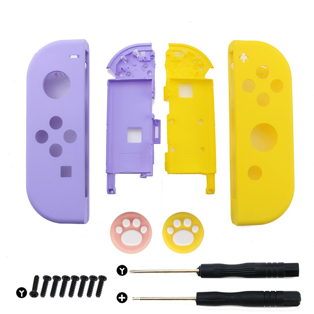 YuXi Plastic Right Left Housing Shell Case Cover for Nintendo Switch NS NX Joy-Con Controller with Silicone Analog Thumb Grip: BF