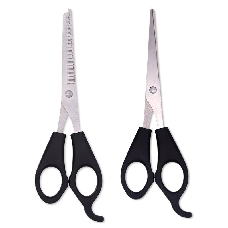 Stainless Steel Hairdressing Scissors Scissors Short Flat Cut Bangs Scissors Hairdressing Tools Family Hairdressing Scissors: black set