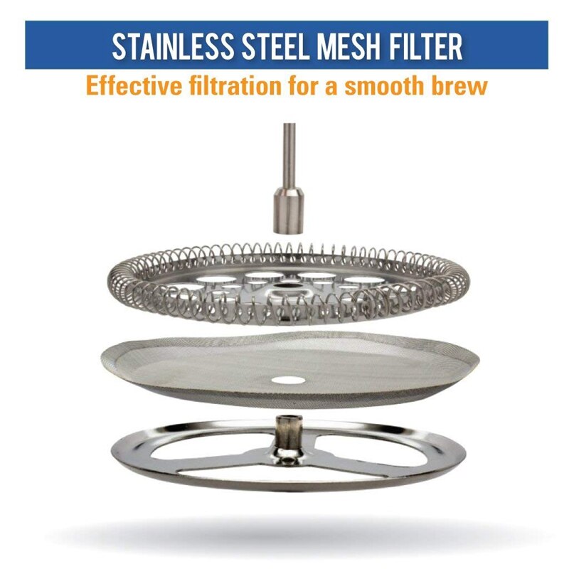 Stainless Steel French Press Coffee Maker | Double Walled Insulated Coffee & Tea Brewer Pot & Maker | Keeps Brewed Coffee or T