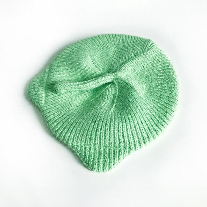 Children Baby Beret Hat Cap for Boys Girls Arrivals Cat Ears Winter Warm Toddler Kids Hat Woolen Knitted Cap: Light Green