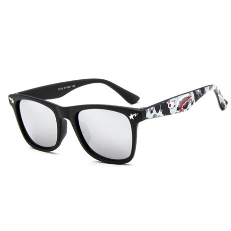 ALIKIAI Kids Sunglasses Small Shark Colorful Boys and Girls High Definition Square Sunglasses UV400: Gray