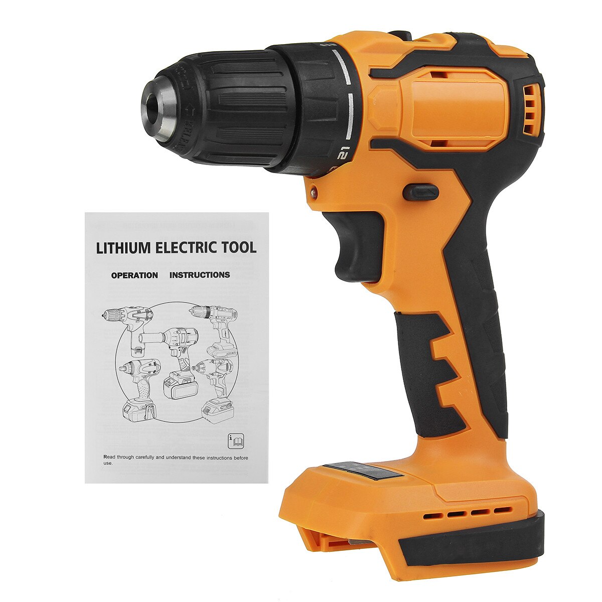 13mm 90NM 2 Speed Cordless Brushless Electric Drill Rechargeable Screwdriver Wireless Power Driver Tools for Makita Battery: 13mm Yellow