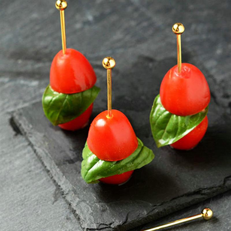 Palillos de acero inoxidable para cóctel, palillos de dientes para fruta, palitos de aperitivo para bebidas, tenedores de postre, herramientas de Bar, accesorios para y boda, 20 Uds.