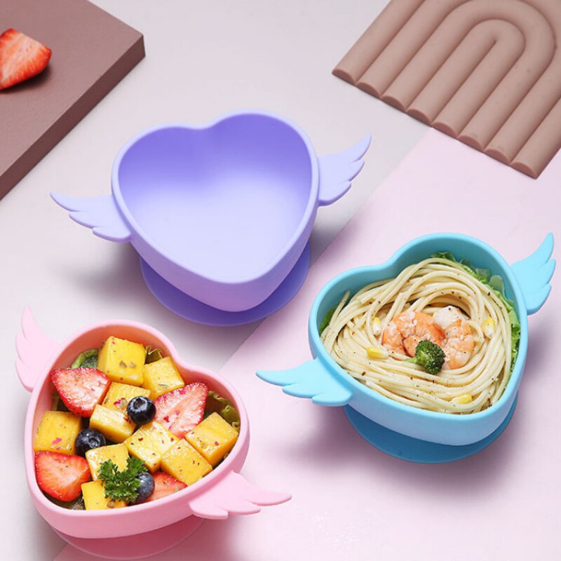 3Pcs/set Baby Silicone Bowl Infant Food Grade Complementary Feeding Tableware Set Baby Toddler Training Spoon Fork Set with Box