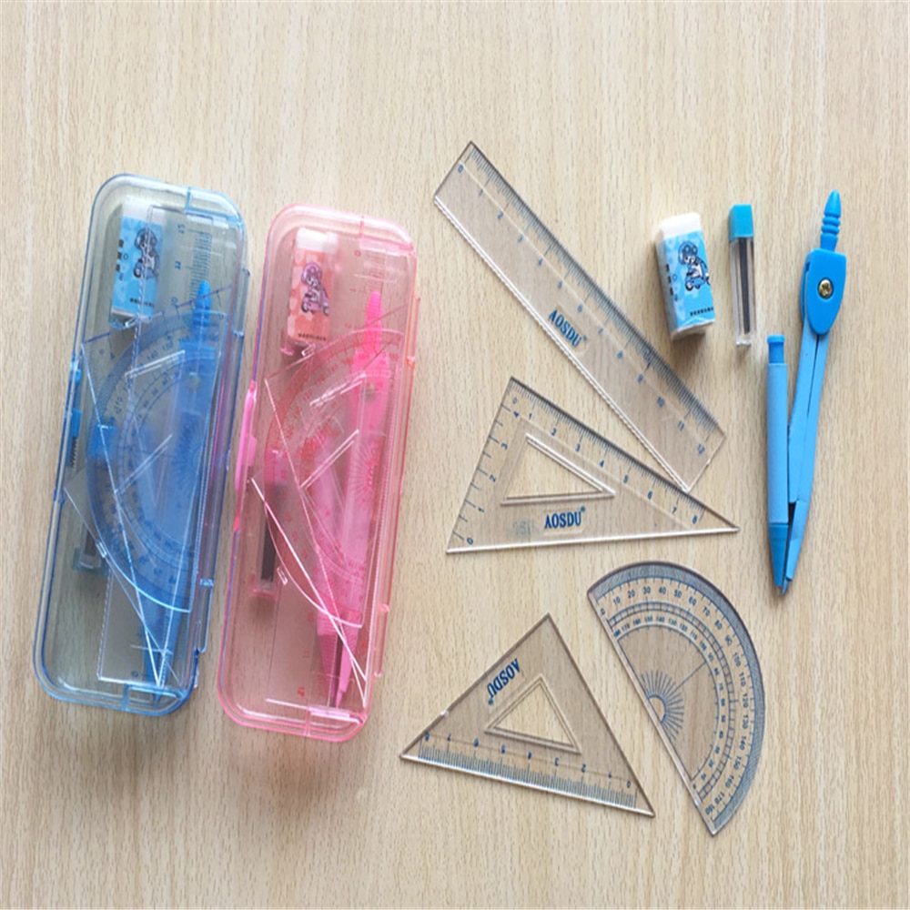 7pcs Drawing Math Compasses Set With Geometry Rulers For Scribing Drafting Tools Students Stationery