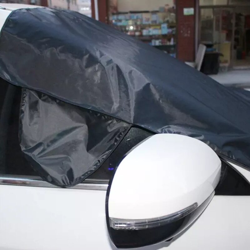Car Snow Protect Cover Magnetic Windshield Ice Sun Frost Protector Tarp Sun Shield Black silver Color Version