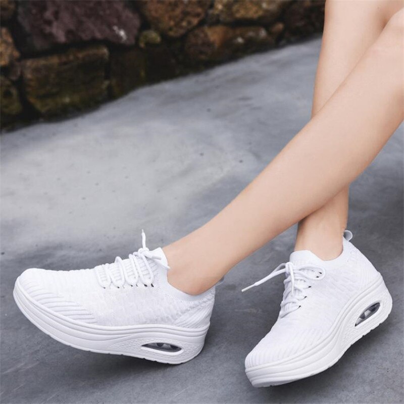 Zapatos de tonificación ligeros para mujer, zapatillas transpirables con cuña de 5cm de altura, para caminar, novedad de