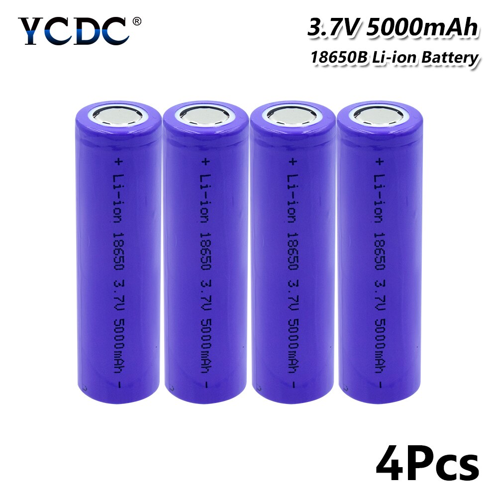 18650 batteri 3.7v 5000 mah hög-urladdning litiumjon litium li-polymer uppladdningsbar batteri batteri för led ficklampa fackla: 4 st