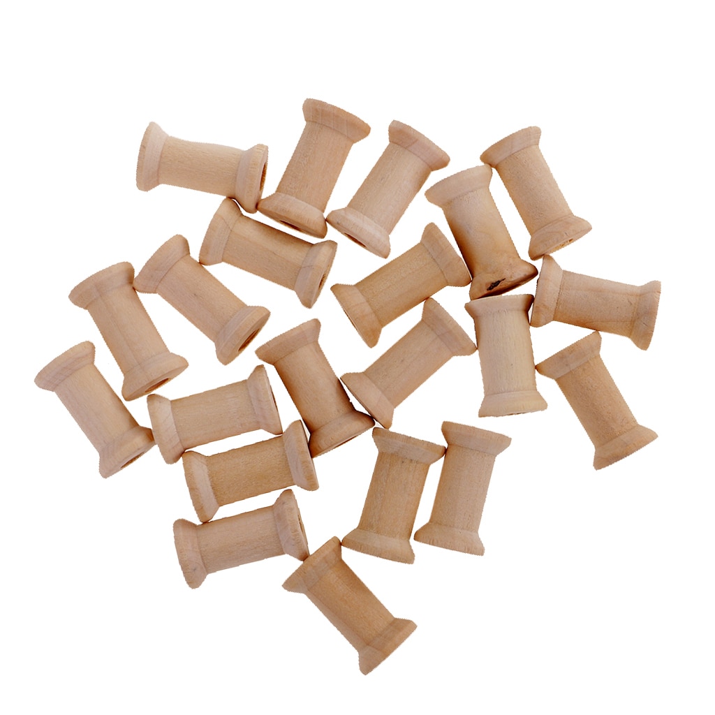 Carretes de hilo vacíos de madera para 20 piezas, bobina clásica, nociones de costura DIY, 27mm x 16mm