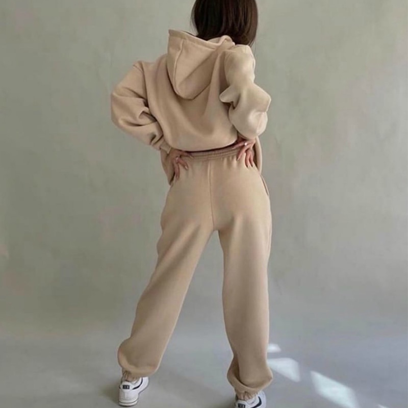 Ensemble de 2 pièces pour femmes, tenue d'automne et d'hiver, survêtement à manches longues, vêtements de sport pour dames, haut + pantalon, Jogging, à la ,