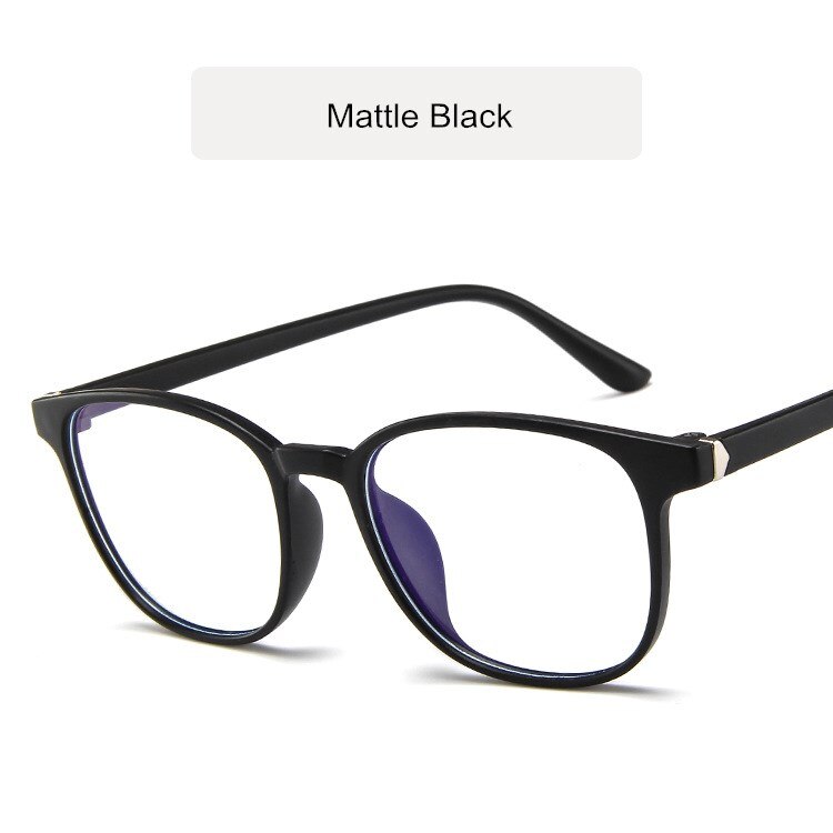 Vintage Square Anti-Blue Light Myopia Women Eyeglasses Plastic Glasses Frame Classic Men Computer Eye Glasses: Mattle Black