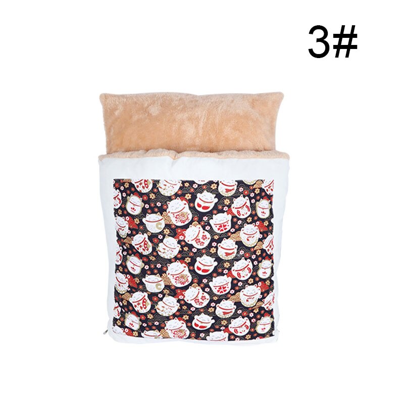 Sac de couchage amovible pour chat, lit d'hiver pour animal de compagnie, en velours, FOU99: 3 / M