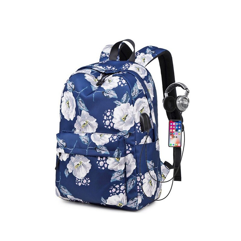 Canvas School backpack Set Lightweight Teen Girls Women Kids School Bags College Bookbag Fits 14 Inch Laptop Bag: Blue Backpack