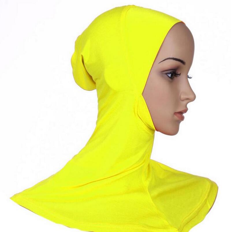 DJGRSTER – couvre-chef Hijab doux et extensible pour Sport musulman, intérieur, sous-écharpe islamique, couvre-chef de Style classique, couverture complète: Yellow