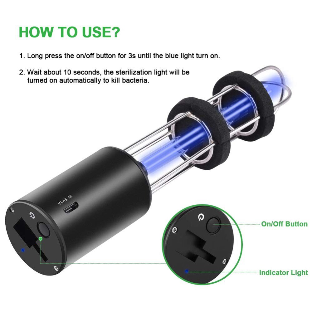 Rechargeable UV Sterilizer Light Bulb UV Germicidal Lamp In Addition Mite Lights Ozone Sterilization Lamp Car Ultraviolet Light