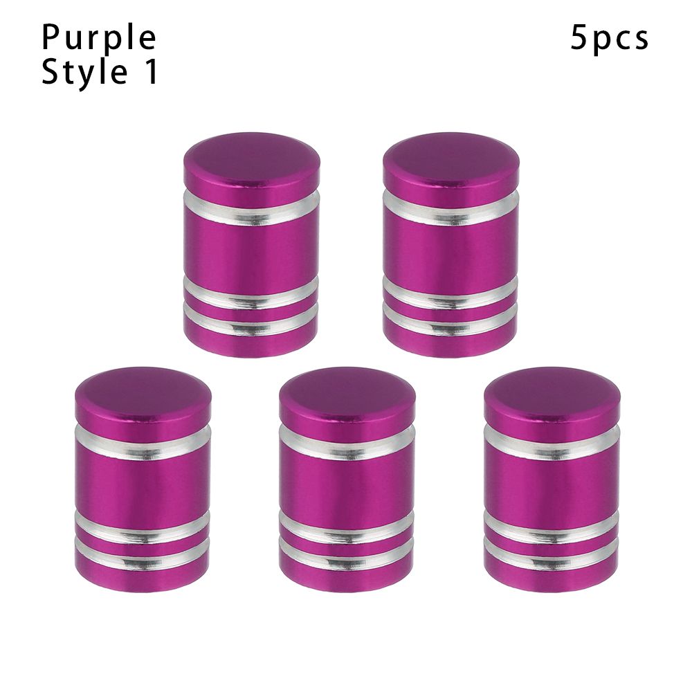 5pcs Universal Bike Valve Caps Dustproof Aluminum Alloy Schrader Valve Caps Motorcycles Trucks Cars Bikes: Purple-Style 1