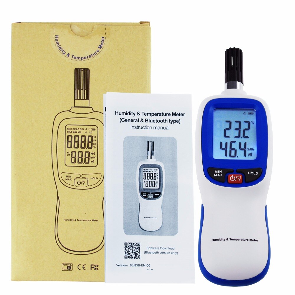 Wet-bulb Temperature range -20~70degC Digital Humidity &amp; Temperature Meter Hygrometer Psychrometer Min/Max Hold, LCD Backlight