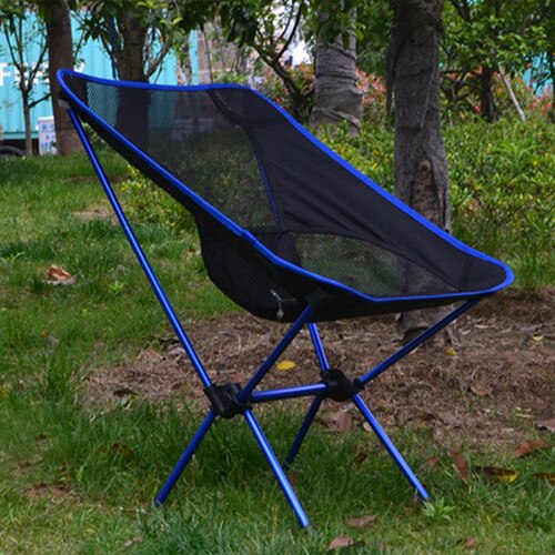 Silla plegable portátil con forma de luna, taburete plegable para pesca, Camping, barbacoa, asiento extensible para senderismo, muebles para el hogar y la Oficina ultraligeros para el jardín: Blue