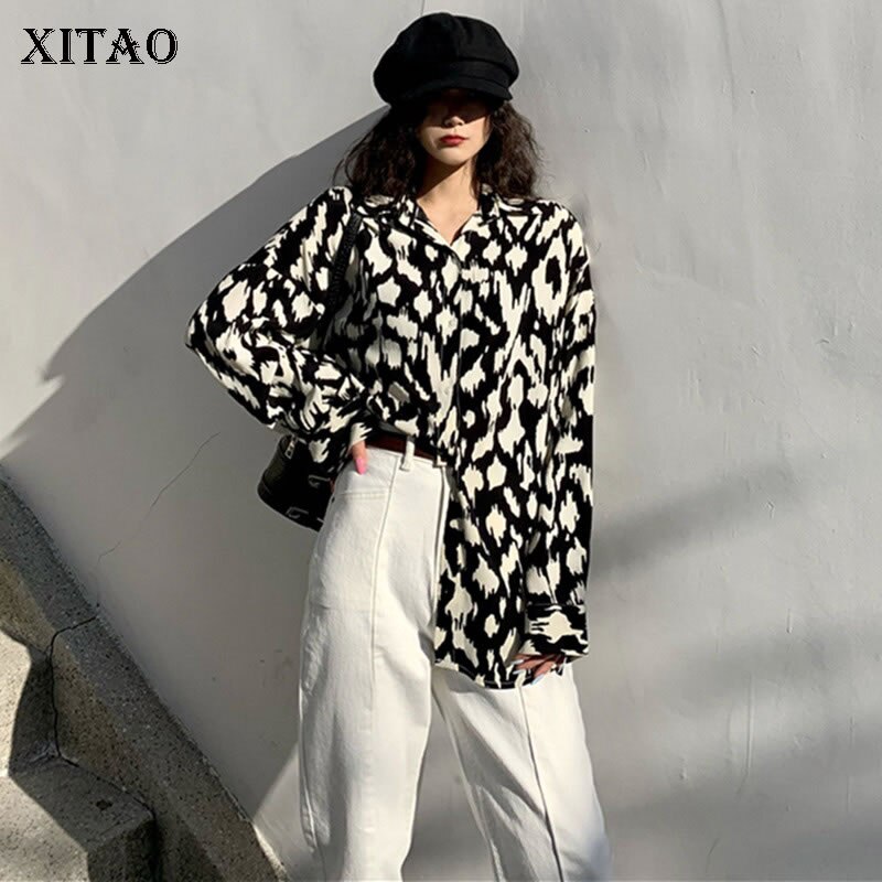 XITAO-Blusa holgada informal con manga larga para Primavera, camisa con estampado Vintage para mujer, con estampado de diosa y senos, DMY2975,