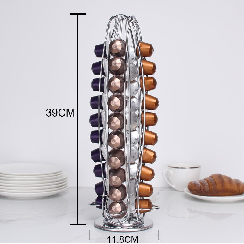 40cups Nespresso Coffee Pod Holder 360° Rotating Rack Coffee Capsule Stand Dolce Gusto Capsule Storage Shelf Organization Holder: B-rotatable