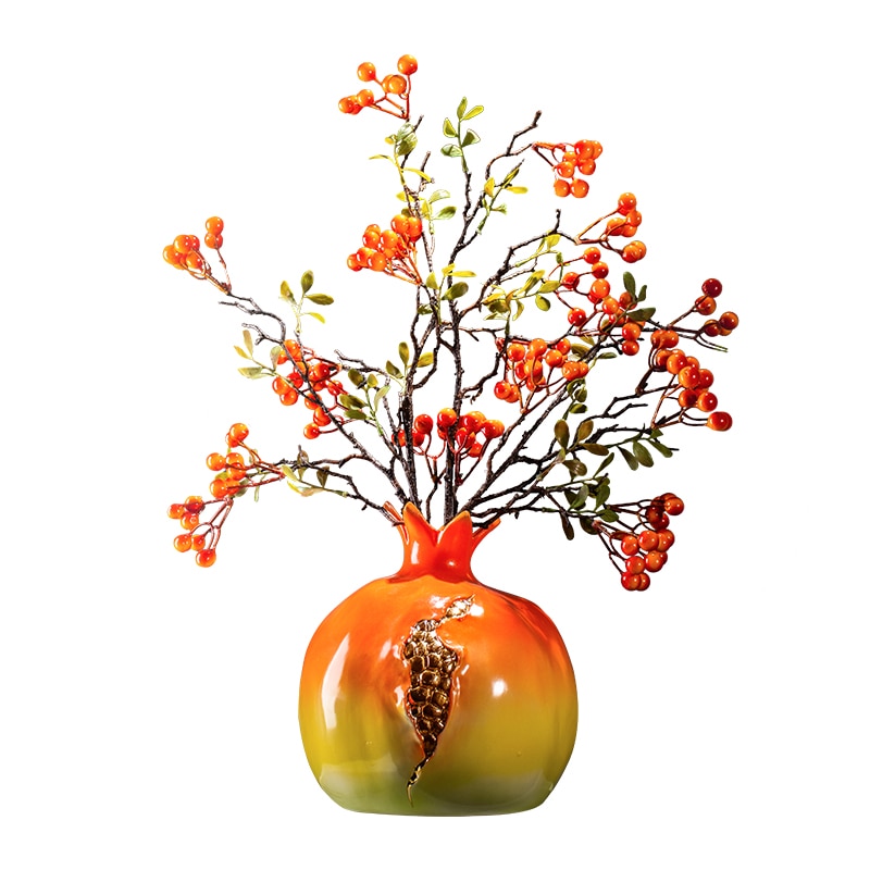 Kinesisk simulation granatæble vase dekoration zen retro tørrede blomster ornamenter stue bogu ramme bolig dekoration vase