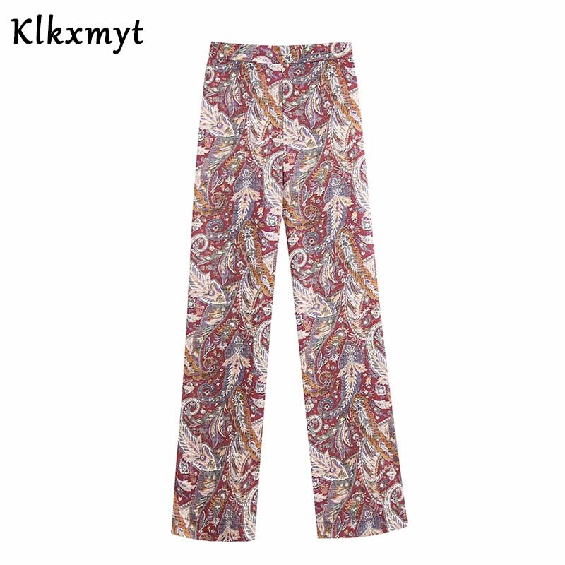 Klkxmyt sæt i to dele kvinder england kontortøj vintage print blazere kvinder jakker toppe sashes bukser bukser dame sæt